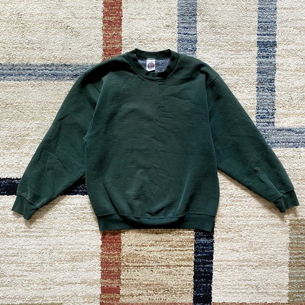 Munsingwear Super Cotton Blank Dark Green Pullover Sweater 90s VTG